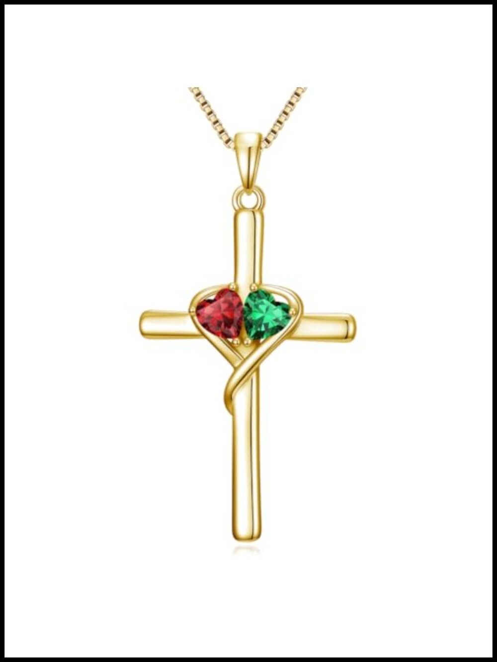 Gold Plated Cross Necklace 20" Birthstone Pendant Women